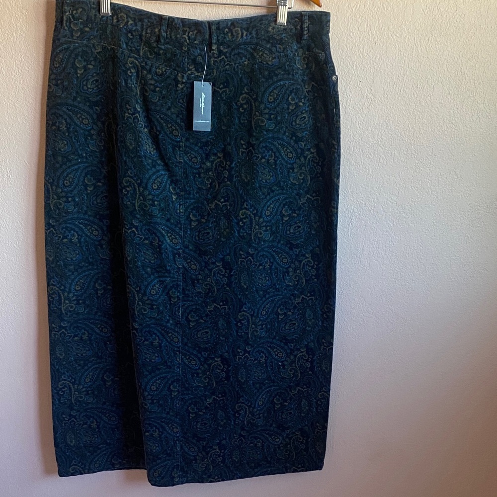 Eddie Bauer 100%Cotton  Dark Blue Paisley Pencil Skirt - Picture 4 of 12